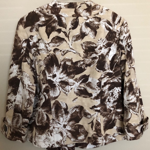 Coldwater Creek Jacket Print Linen White Red Large - Picture 3 of 6